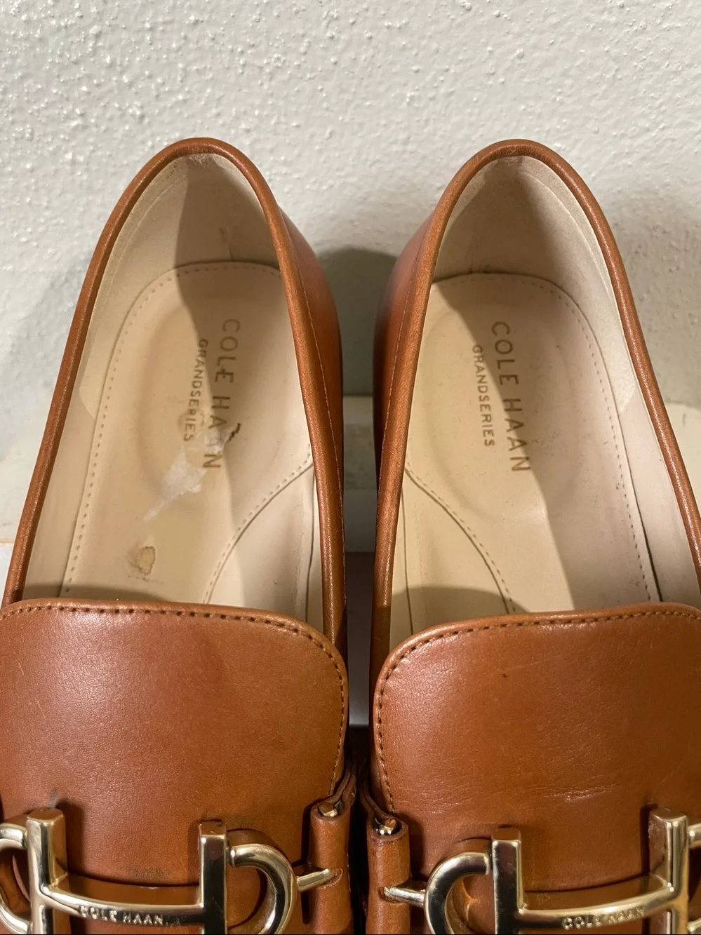 Leather Horsebit Loafers Cognac Brown Slip On Equestrian 8B Timeless Cole Hann - Picture 5 of 10